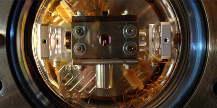 experimental setup inside vacuum chamber